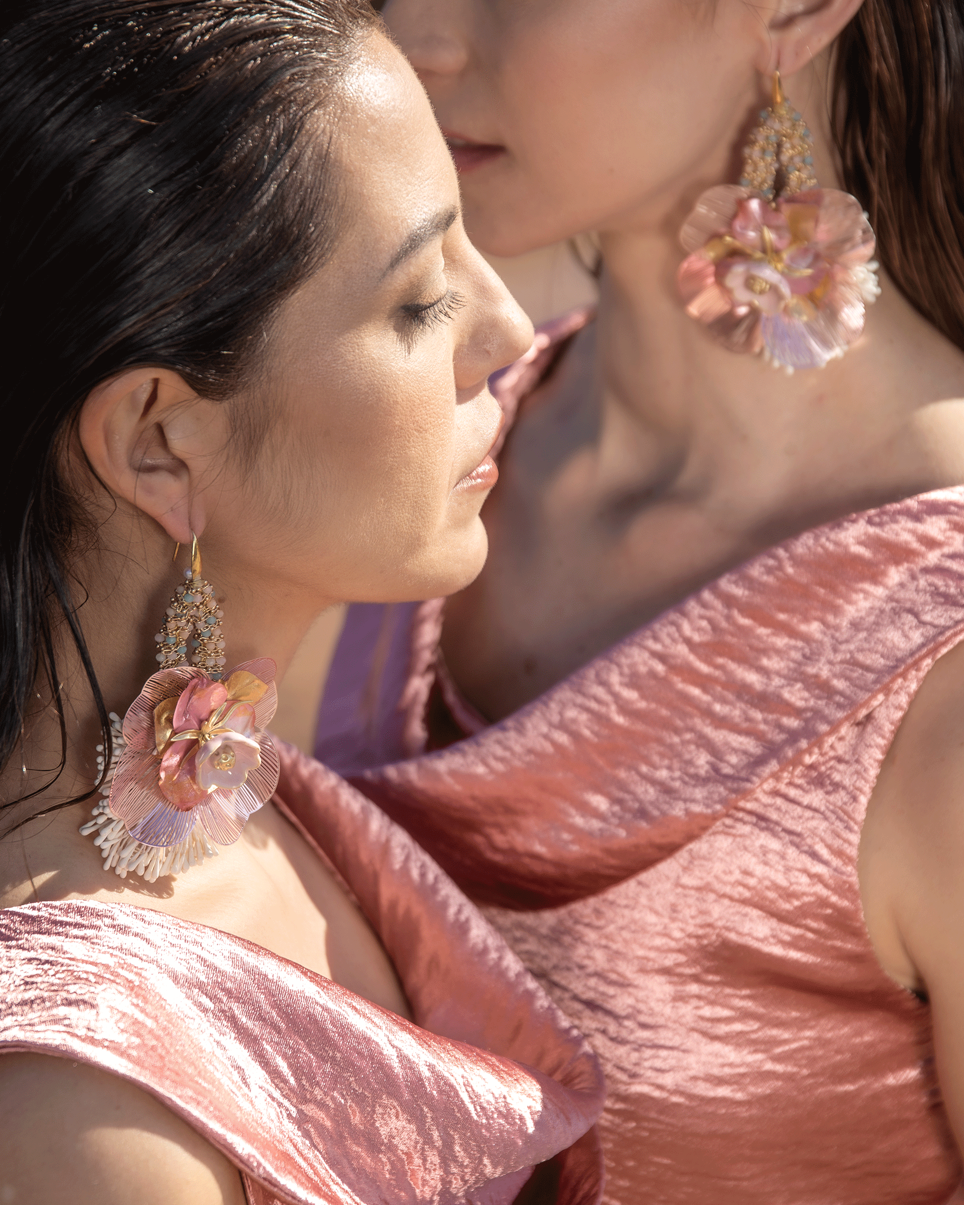 Ceramic, crystal and gold leaf earrings | Killa Nuna