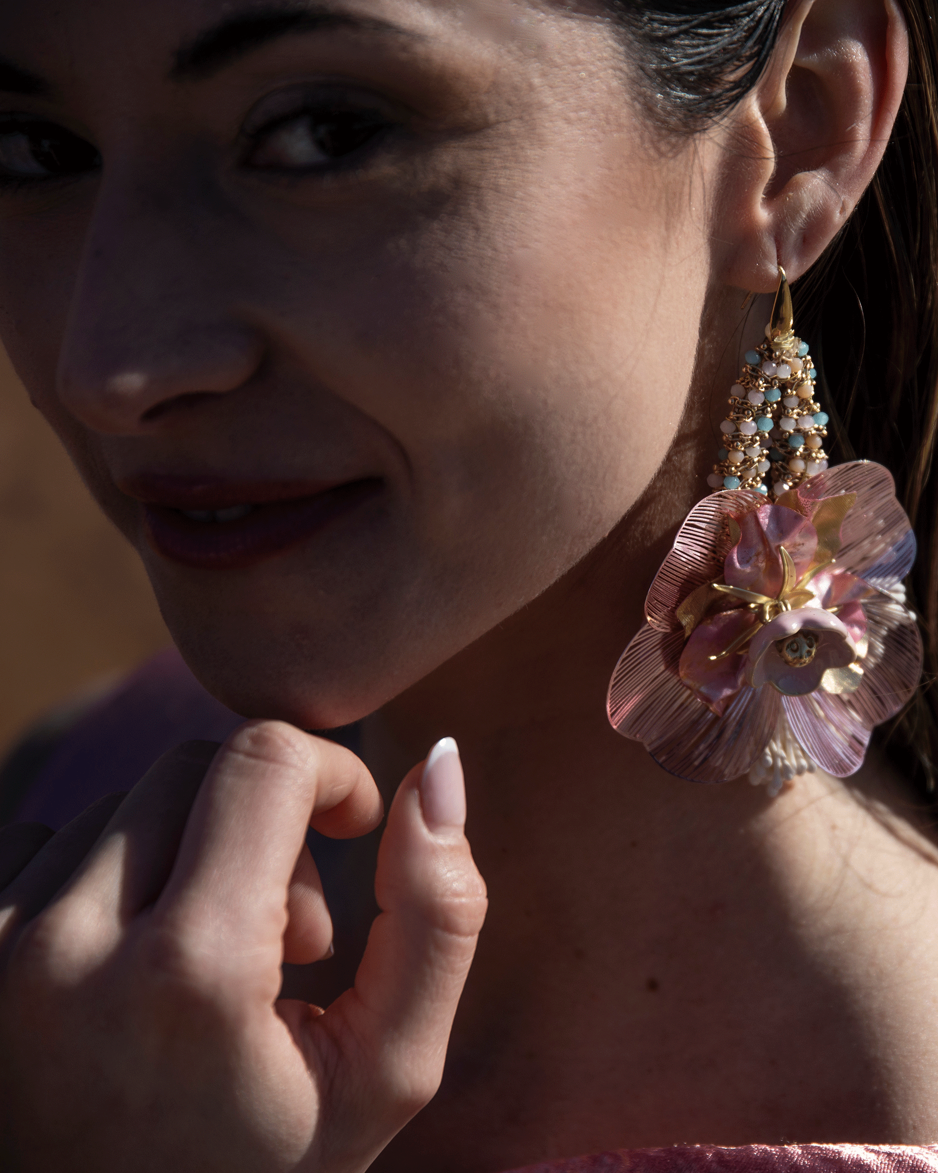 Ceramic, crystal and gold leaf earrings | Killa Nuna