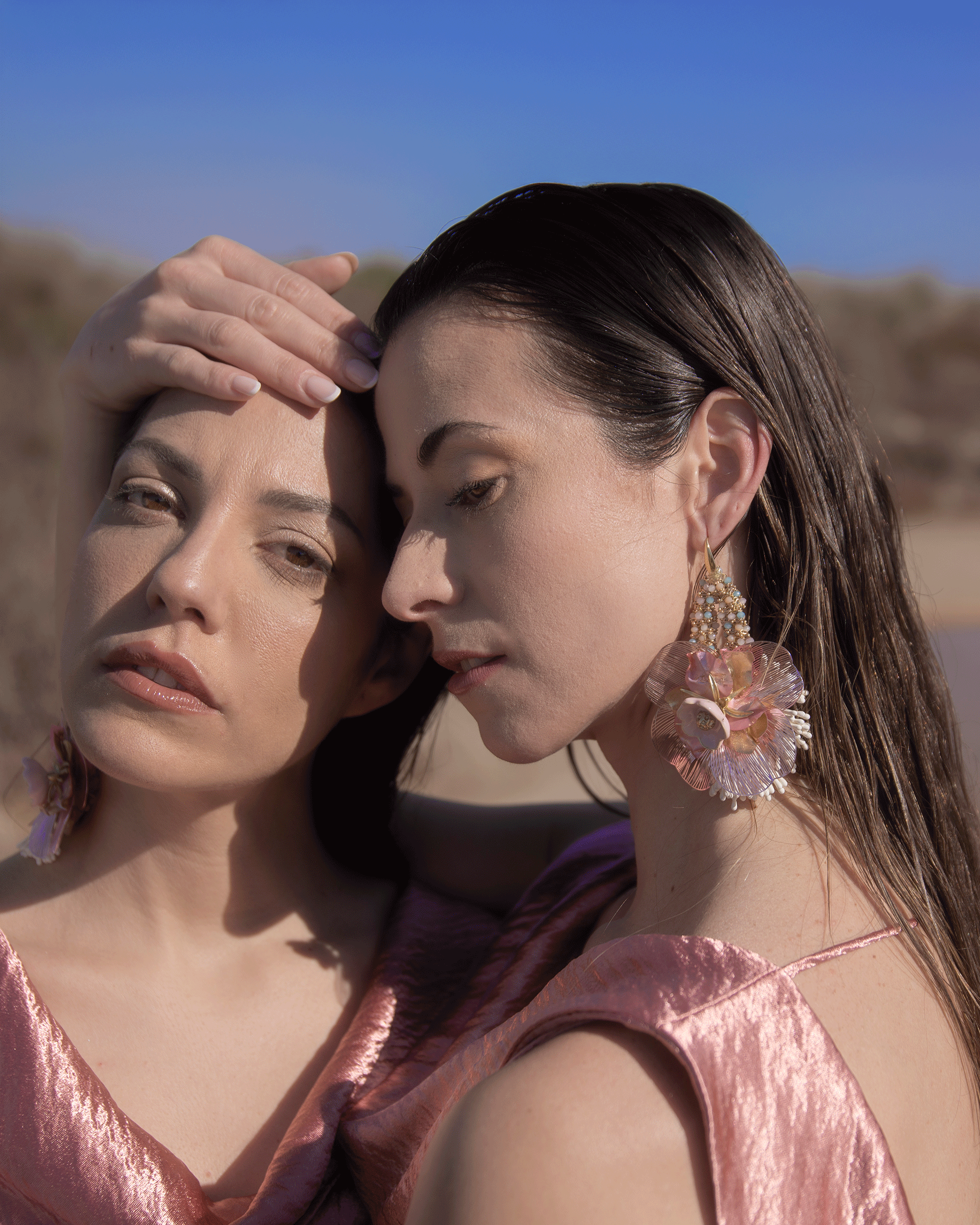 Ceramic, crystal and gold leaf earrings | Killa Nuna