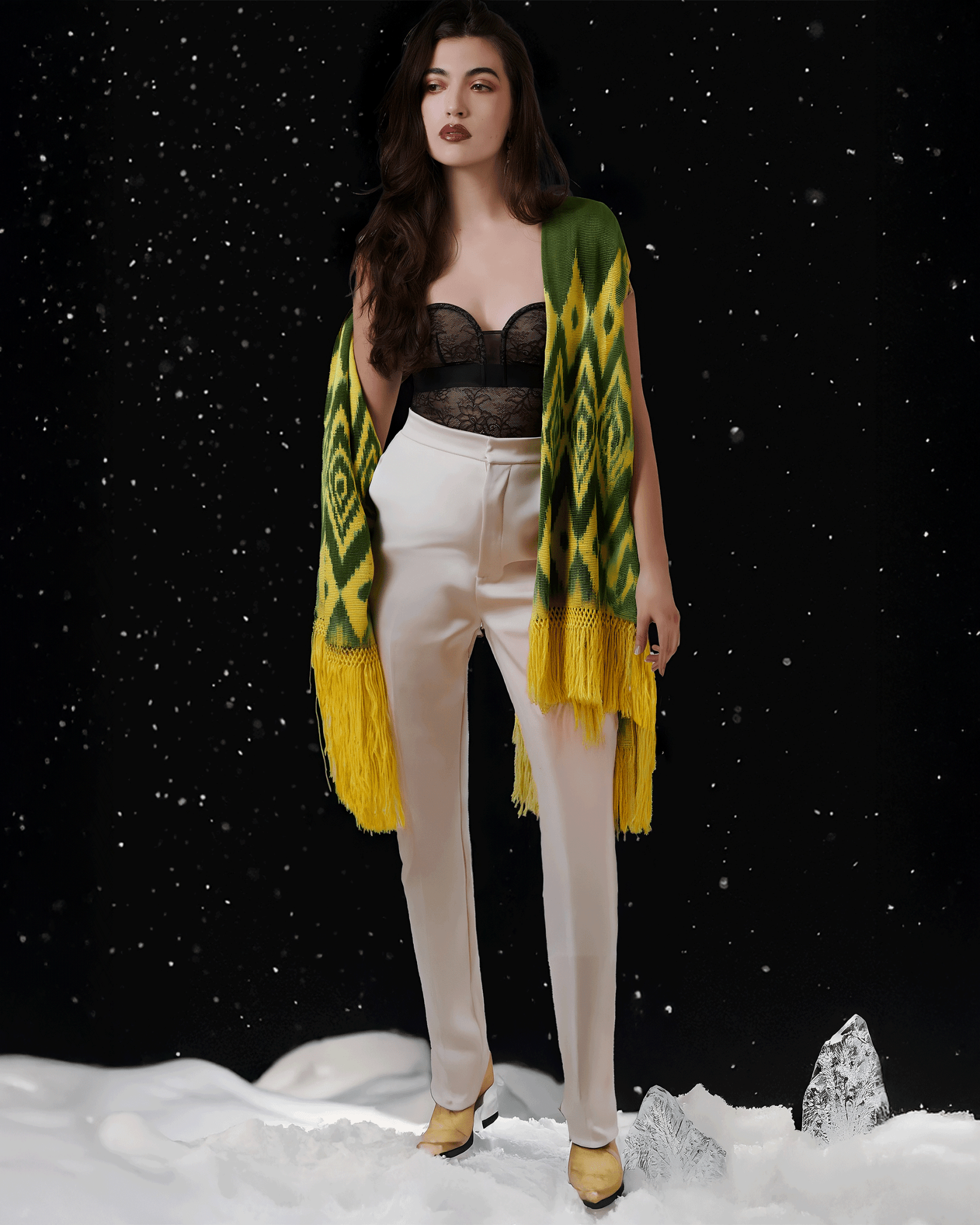 Silk & Cotton Ikat Shawl | Malt Nuna - NUNA - QORI