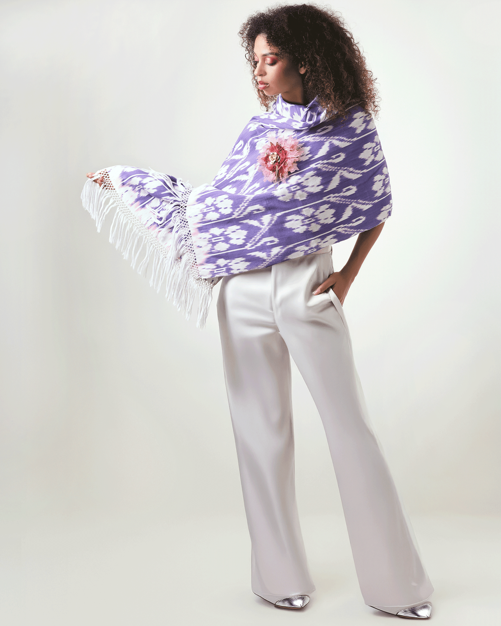 Silk & Cotton Ikat Shawl | Orchid Nuna - NUNA - QORI