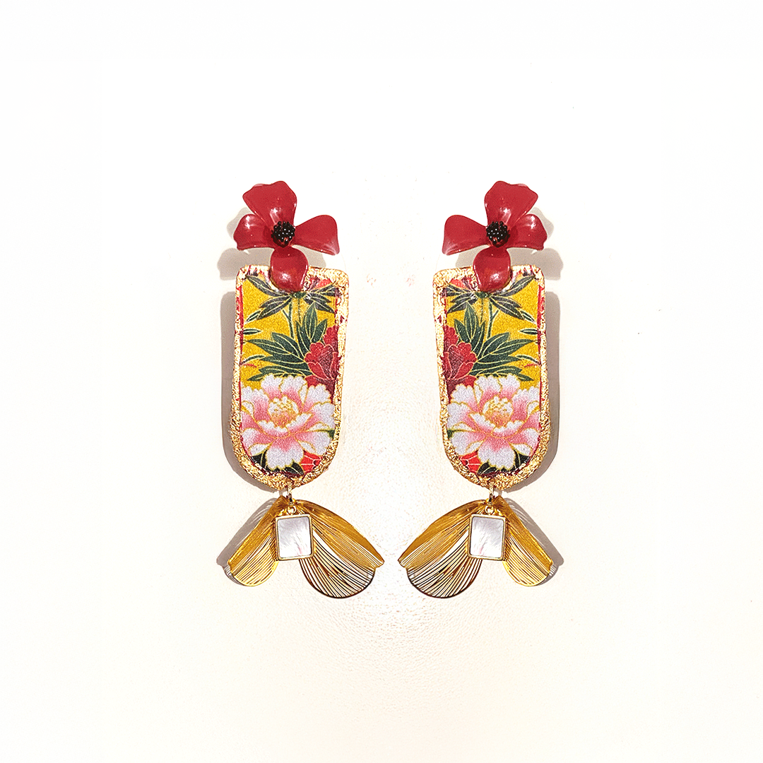 Pendientes de acero, esmalte y madreperla | Flor Aurelia