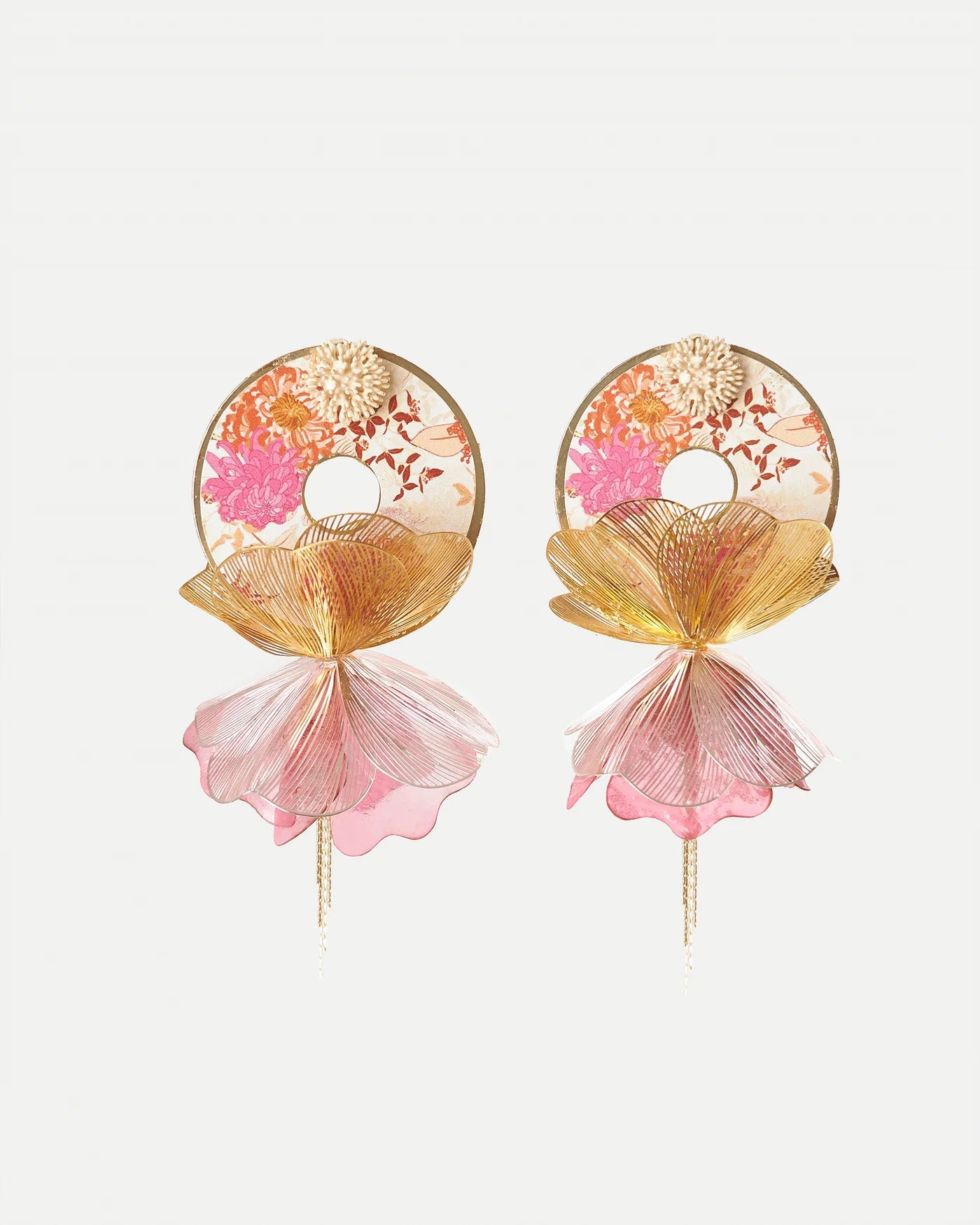 Gold - Plated & Resin Earrings | Floral Symphony Nuna - NUNA - QORI