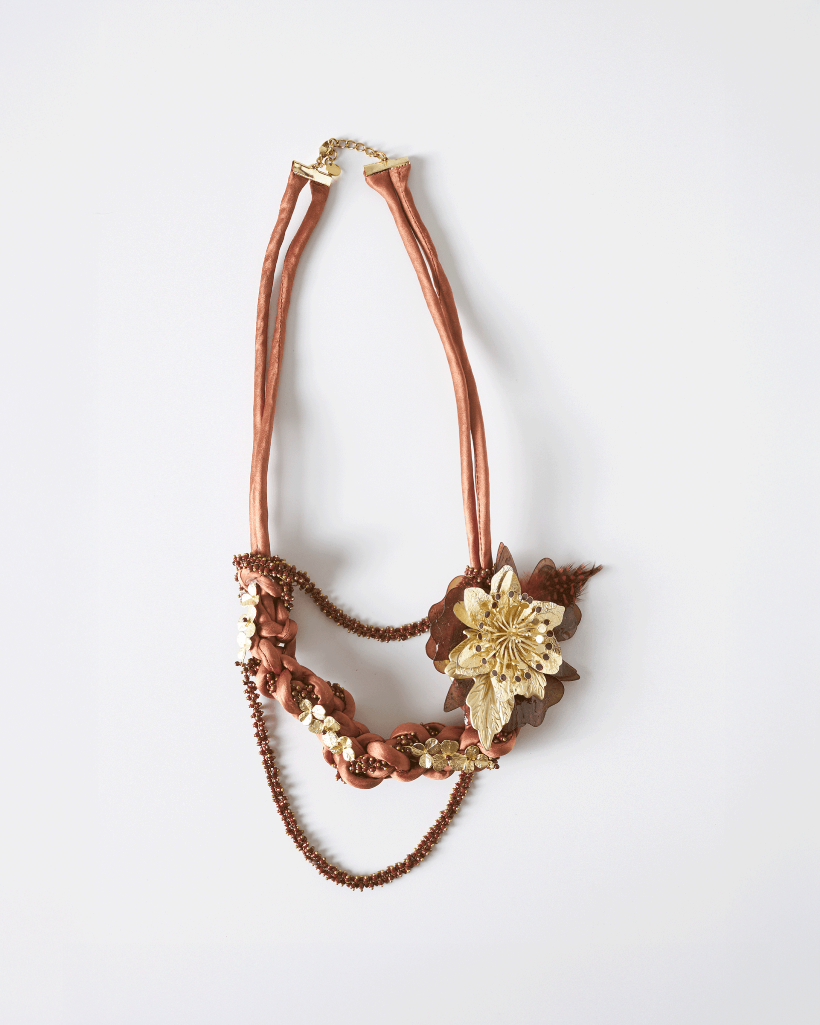 Steel & Silk Necklace | Golden Bloom Nuna - NUNA - QORI